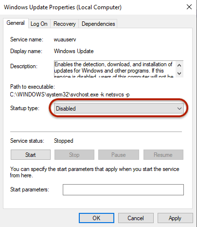 cara mematikan update windows 10