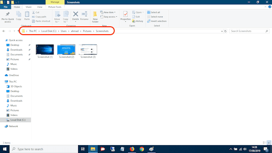Hasil screenshot tersimpan otomatis di folder Pictures Screenshots Windows