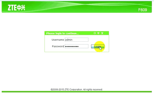 Login Modem Wifi ZTE