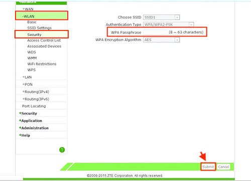 Mengganti Password ZTE F609