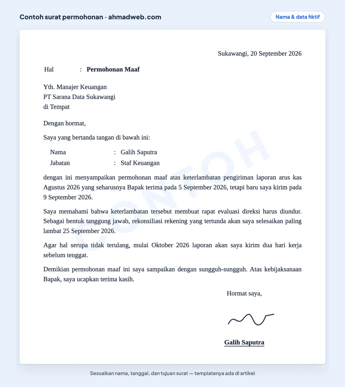 Contoh surat permohonan maaf atas kesalahan yang sudah diisi dari karyawan kepada atasan karena terlambat mengirim laporan, lengkap dengan perbaikan dan langkah pencegahan