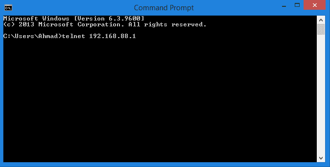 Perintah Telnet ke IP Mikrotik di Command Prompt