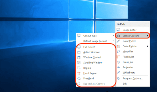 Mengakses PicPick lewat klik kanan ikon di system tray Windows