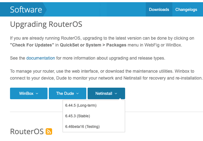 Mengunduh program Netinstall dari situs resmi MikroTik untuk reset Mikrotik