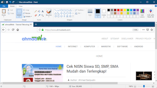 Menyiapkan jendela yang akan ditangkap dengan Alt + Print Screen