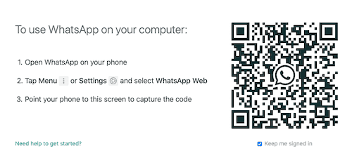 Tampilan kode QR WhatsApp Web di browser komputer