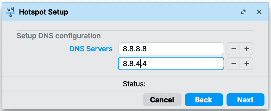 Pengaturan DNS Servers 8.8.8.8 dan 8.8.4.4 pada hotspot Mikrotik