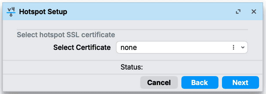 Memilih Select Certificate none pada Hotspot Setup Mikrotik